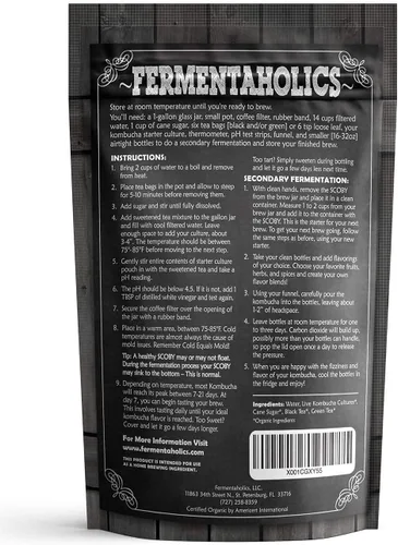 Vista 5 de Kombucha Essentials Kit – Incluye Kombucha Orgánica USDA SCOBY + tarro de fermentación de vidrio de 1 galón con cubierta transpirable + tiras de pH