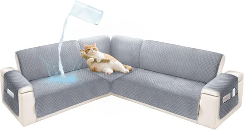 Vista 37 de Fundas de sofá seccional para perros 100% impermeables, funda de sofá en forma de L para esquinas, de terciopelo, lavable, antideslizante