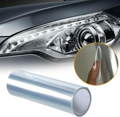Vista 6 de KOMAS Rollo de lámina adhesiva de vinilo tintado de 12" x 48" para faros de coche, luces traseras, luces antiniebla con espátula + cortador