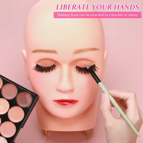 Vista 4 de Reginary 6 piezas de cabeza de maniquí de pestañas, de plástico, de silicona, para maquillaje, injerto de pestañas, masaje, práctica de estética