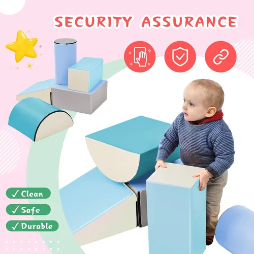 Vista 7 de Juego de actividades de escalada y gateo para interiores para niños pequeños, juego de espuma suave que incluye bloques de construcción, surtidos