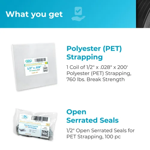 Vista 3 de IDL Packaging Recarga para kits de flejado de poliéster (PET) portátiles de 1/2 pulgada x 200 pies - Bobina de flejado de poliéster de 1/2 pulgada x