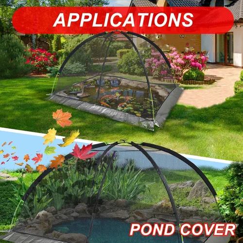 Vista 5 de Kapler Red de cúpula para cubierta de estanque – Protector grande de piscina de peces de jardín al aire libre de 13 x 17 pies con cremallera