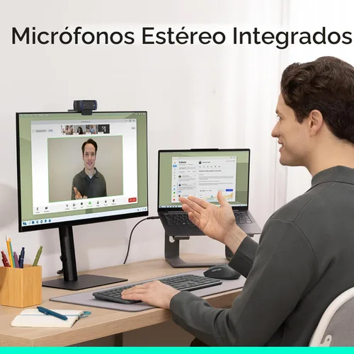 Vista 4 de Logitech Cámara web C920x HD Pro para PC, video Full HD 1080p/30fps, audio claro, corrección de luz HD, funciona con Microsoft Teams, Google Meet
