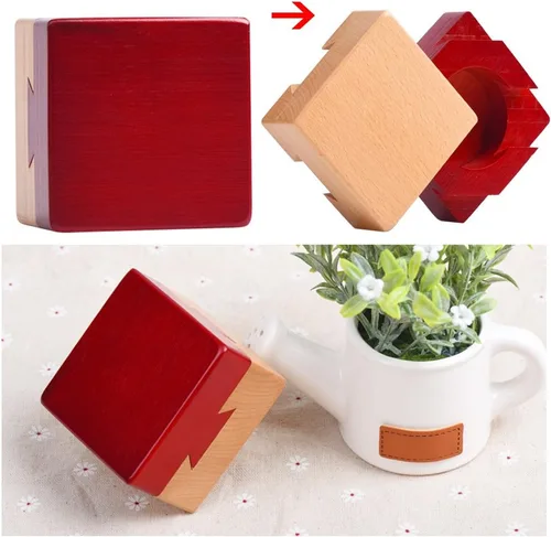 Vista 2 de Caja Imposible de Encaje Dedales Caja de Puzzle de Madera 3D Rompecabezas Mental Cajones Mágicos Compartimento Secreto Caja para Joyería