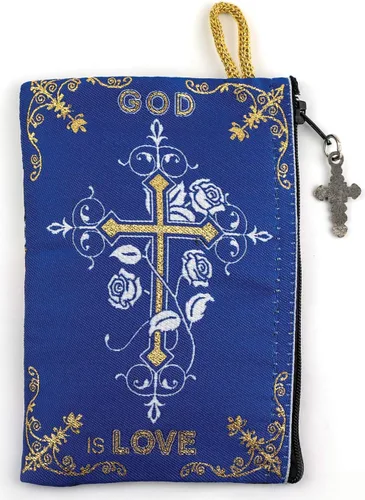 Vista 7 de Logos Trading Post Olive Wood Catholic Rosary & Woven Rosary Pouch Gift Set La Divina Misericordia de Jesús y Jesús es Dios