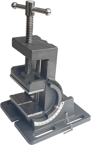 Vista 6 de HFS (R) Tornillo de prensa de hierro fundido de 4 pulgadas para taladrar, roscar y escariar con ajustes de ángulo, ancho de mandíbula de 4 pulgadas