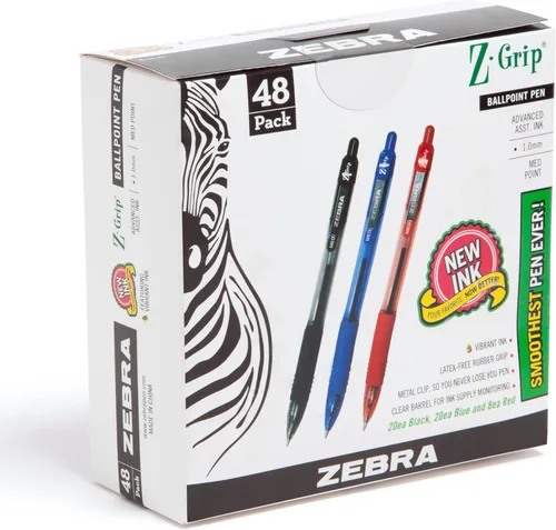 Vista 15 de Zebra Pen Z-Grip - Bolígrafo retráctil de punta media, 3/64 pulgadas, tinta negra, 12
