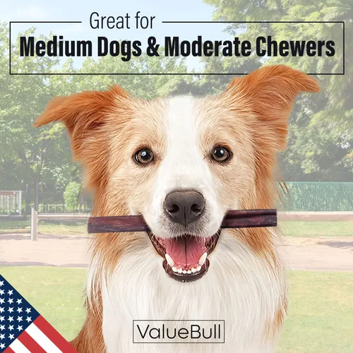 Vista 2 de ValueBull Palitos de colágeno USA para perros, masticables medianos de 6 pulgadas, golosinas naturales de larga duración para perros, paquete a