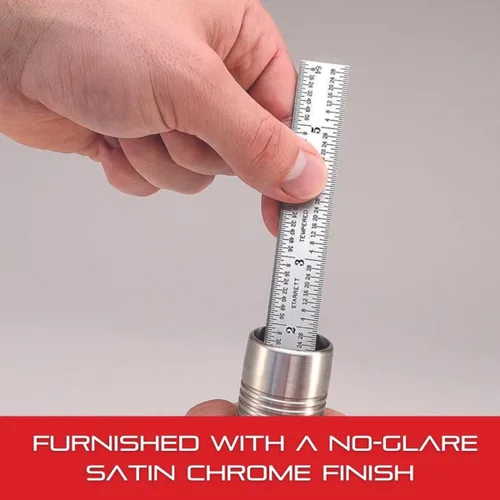 Vista 6 de Regla de acero templado Starrett Spring, con graduación de pulgadas, graduaciones estilo 4R, 1