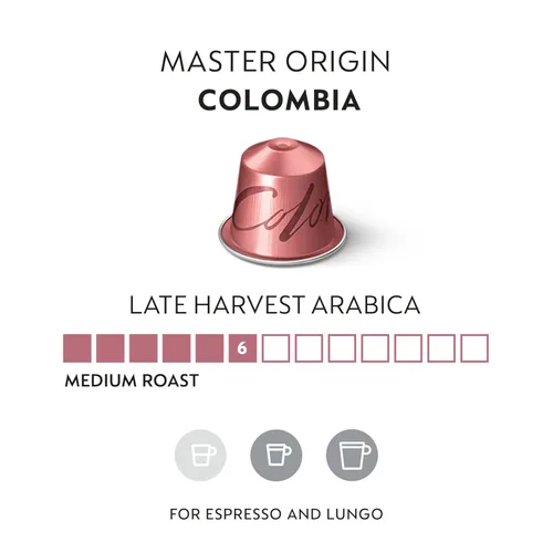 Vista 2 de Nespresso Cápsulas Línea Original, Colombia Master Origin, Café tostado medio, 50 cápsulas de café