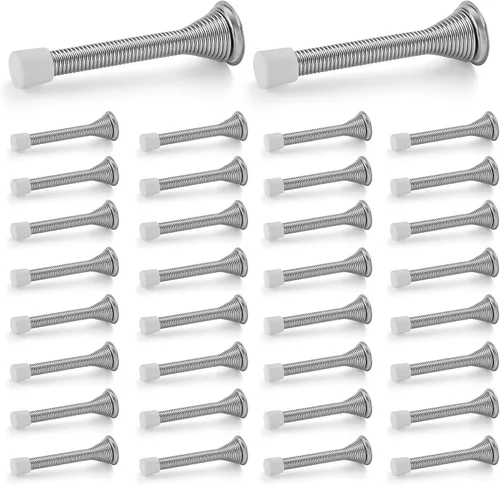 Vista 17 de Ravinte Topes de puerta, paquete de 6 topes de puerta de resorte negros con parachoques de goma, topes de puerta para parte inferior de la puerta