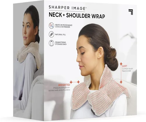 Vista 6 de Sharper Image Almohadilla térmica sin aroma para cuello y hombros - Almohadilla de felpa microondable caliente y refrescante, con peso para terapia