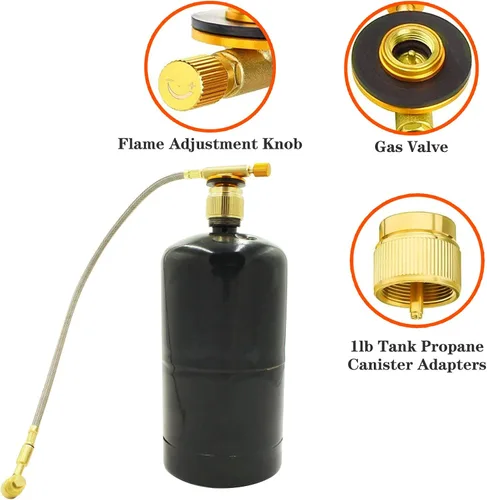 Vista 2 de MCAMPAS Adaptador de válvula reguladora ajustable para parrilla de propano pequeña, compatible con gas de combustible propano/recipiente de gas