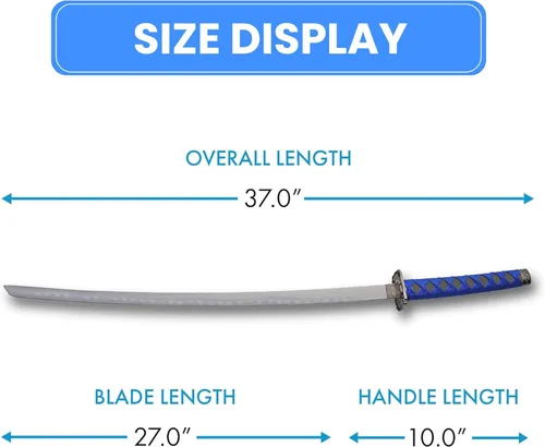 Vista 2 de SZCO Espada Katana Samurai de dragón azul de 40 pulgadas, hoja de acero al carbono con vaina de madera, mango envuelto en cordón, espada ninja