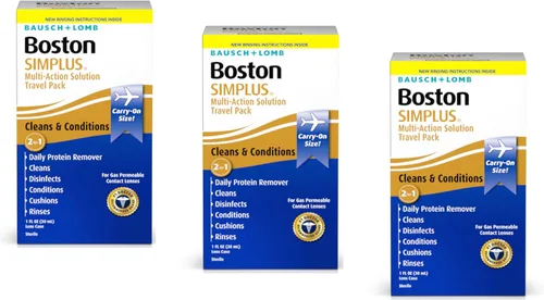 Boston SIMPLUS - Kit de viaje multiacción y estuche para lentes, de Bausch + Lomb, 1 fl oz (1.0 fl oz), estuche para lentes de contacto incluido