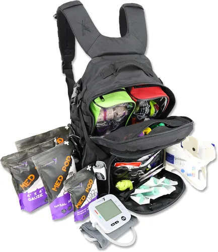 Lightning X Mochila médica TacMed First Responder Trauma Kit EMT | MB45-SKF | con suministros profesionales de emergencia de primeros auxilios Negro