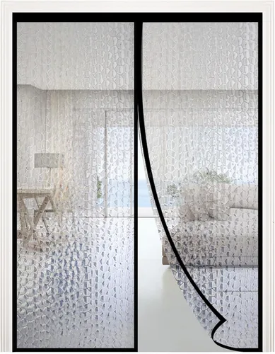 Vista 10 de Cortina de puerta con imán magnético y aislamiento térmico para puerta de patio, se ajusta a puertas. Para mantener el calor adentro en invierno