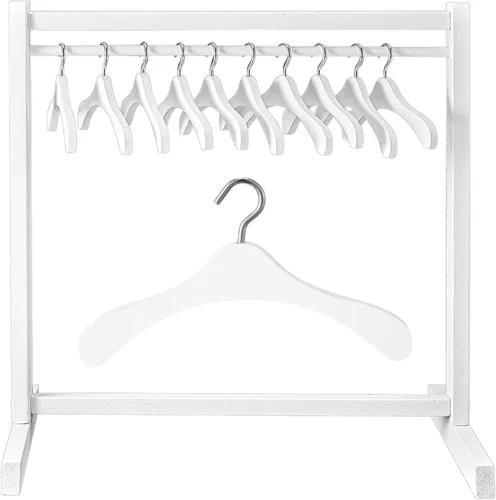 Vista 7 de Civaner Perchero de ropa de muñeca con colgador de madera para ropa de muñeca de 18 pulgadas, mini perchas para armario, accesorios de muebles