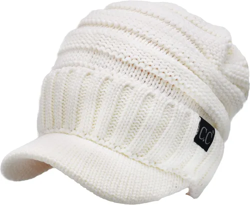 Vista 2 de C.C Gorro de punto acanalado de gran tamaño con visera