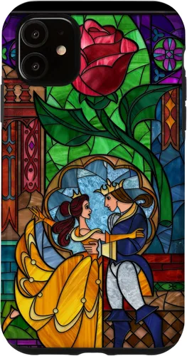 Vista 8 de Disney Beauty and the Beast Belle y Príncipe - Funda de vidrio manchado para iPhone 12 Pro Max