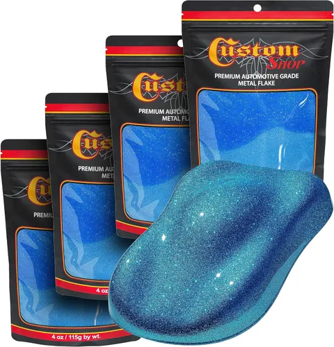 Vista 30 de Custom Shop - Plata a arco iris- 4 onzas de microescamas holográficas de metal de 0.004 pulgadas de tamaño de 100 micrones - Resistente a los rayos