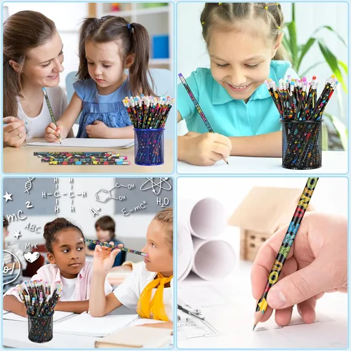 Vista 7 de 100 piezas de lápices motivacionales a granel, lápices escolares divertidos e inspiradores para el aula, lindos lápices de madera con frases