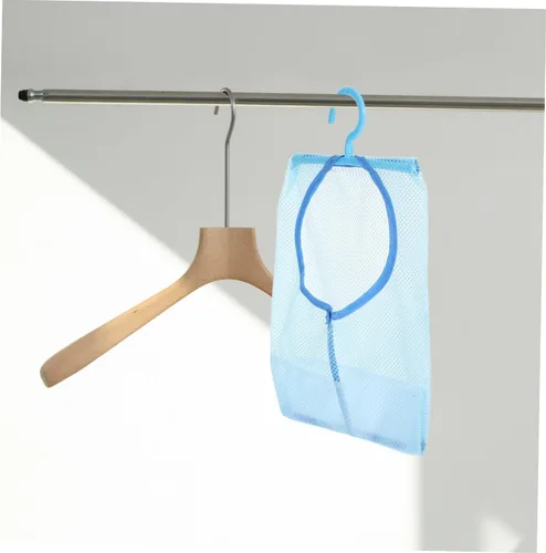 Vista 9 de YarNOW - Bolsa multiusos con percha, malla para lavandería, cesta de almacenamiento plegable para colgar, gancho para ropa y toalla (azul)