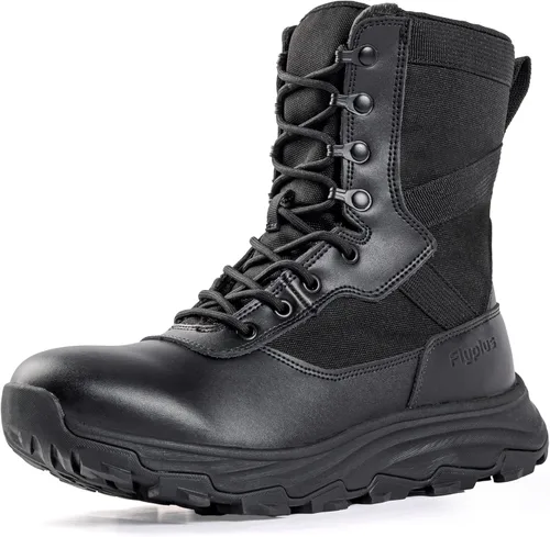 Botas de trabajo tácticas militares para hombre, con cremallera lateral, transpirables, cómodas, resistentes al agua, para motocicleta, senderismo,