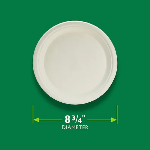 Vista 3 de Hefty EcoSave - Platos desechables, hechos de materiales a base de plantas, platos de papel resistentes y aptos para microondas, platos desechables