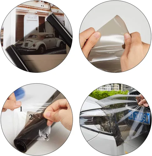 Vista 6 de TOMALL Película de vinilo negro claro de 78.7 x 12 pulgadas para faros delanteros de automóvil, luces antiniebla, calcomanías autoadhesivas