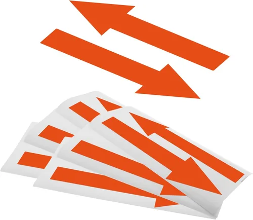 Vista 7 de Calcomanías de 8 x 2 pulgadas para letreros de flecha negra, paquete de 12 calcomanías autoadhesivas de PVC impermeables extraíbles, letreros