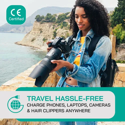 Vista 5 de LiteFuze, convertor de voltaje altobajo para viaje. cable EU