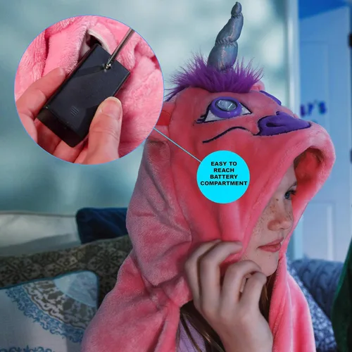 Vista 9 de Versión 2021 Bright Eyes Blanket - Manta súper suave para niños con luces LED - Manta con capucha, bata, manta cómoda, unicornio; manta cálida