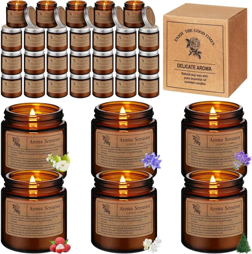 Vista 8 de MTLEE Juego de 36 velas perfumadas para el hogar, velas en tarro a granel, juego de regalo para mujeres, velas de aromaterapia de larga duración