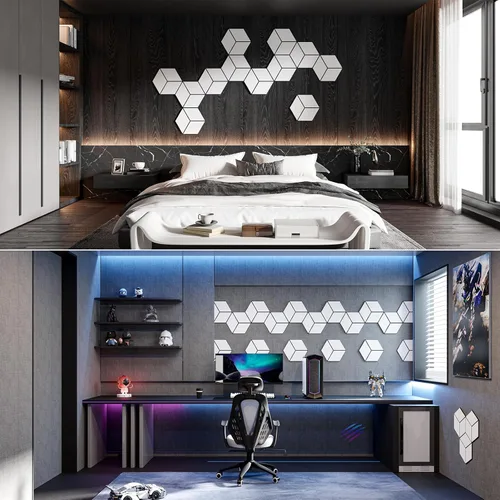 Vista 63 de Paquete de 12 paneles acústicos autoadhesivos de 12 x 10 x 0.4 pulgadas, paneles de espuma a prueba de sonido con alta densidad, elegante diseño