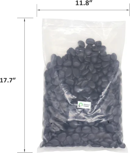 Vista 8 de Rocas negras para plantas, guijarros decorativos pulidos de 1/2 a 1 pulgada, 2 libras. para jardín, rellenos de jarrones, suculentas, macetas