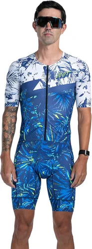 Zoot LTD Tri Aero Fz - Traje de carreras para hombre, manga corta, aerodinámico, ciclismo, carrera, natación, ciclismo, correr, tri, con bolsillos,