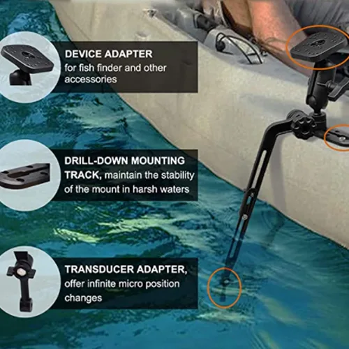 Vista 3 de Kit de base de buscador de peces, placa base de montaje para buscador de peces, brazo de montaje de transductor de fuerza para buscador de peces