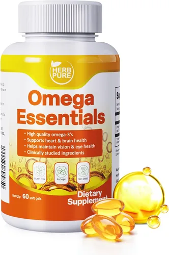 Aceite de pescado omega-3 – 2000 mg cápsulas blandas con 600 mg de EPA y 400 mg de ácidos grasos DHA, alta absorción y fórmula pura, apoya el