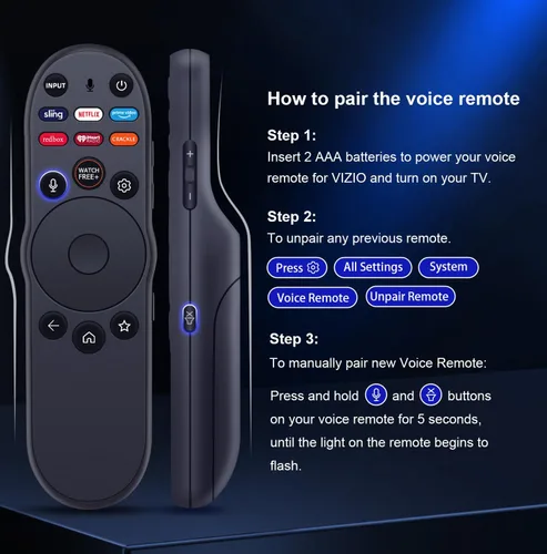 Vista 5 de Para control remoto Vizio Smart-TV, XRT270-Remote-Bluetooth reemplazo de voz aplicable con 4K Quantum Pro Vizio Smart TV Serie V Serie M y más