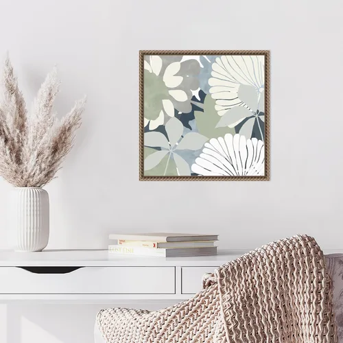 Vista 5 de Amanti Art Framed Canvas Wall Art 16x16 Big Retro Flowers II by Flora Kouta, Framed Wall Art Canvas, Abstract Artwork, Traditional Decor, Small