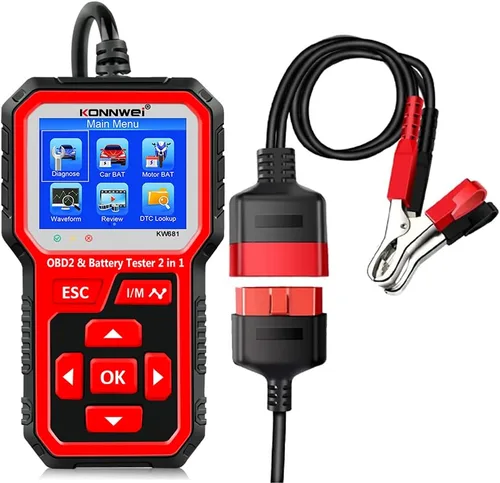 KONNWEI KW681 escáner OBD2 probador de batería de coche 6V 12V, escáner de diagnóstico de coche 2 en 1, probador de carga del alternador de batería