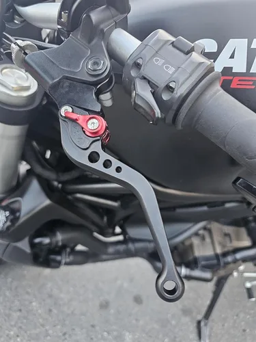 Vista 5 de Manetas de freno y embrague, ajustables, cortas, mecanizado CNC, Negro