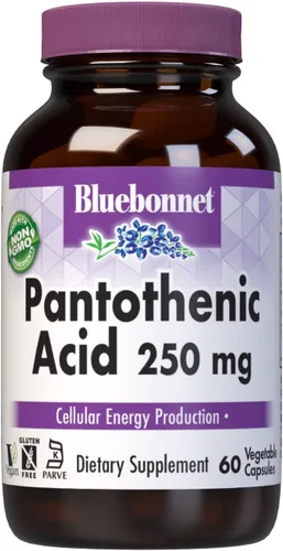 Bluebonnet Ácido pantoténico 250 mg cápsulas vegetales, 60 unidades