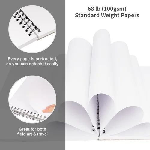 Vista 2 de FIXSMITH Cuaderno de bocetos de 5.5"X8.5" 100 hojas (68 lb/100gsm) Cuaderno de bocetos Papel de dibujo libre de ácido Bloc de bocetos