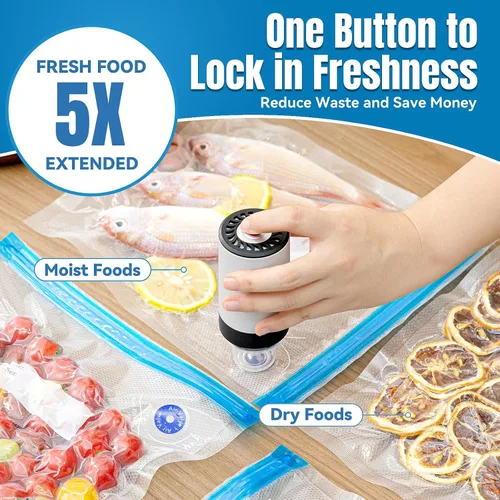 Vista 2 de Sellador al vacío de mano, sellador al vacío de tercera generación para alimentos + 30 bolsas Sous Vide