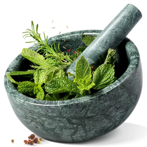 Vista 10 de Koville Juego de mortero y mortero de mármol, tazón de molinillo de 5 a 1.5 tazas para guacamole, salsa, trituradora de píldoras, especias, hierbas