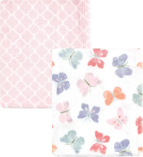 Hudson Baby - Mantas de lujo unisex para bebé, afelpadas y confortables, talla única, 2 unidades, mariposas