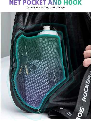 Vista 2 de ROCKBROS Mochila para casco de motocicleta, bolsa de gran capacidad, impermeable, ligera, bolsa de almacenamiento con rayas reflectantes